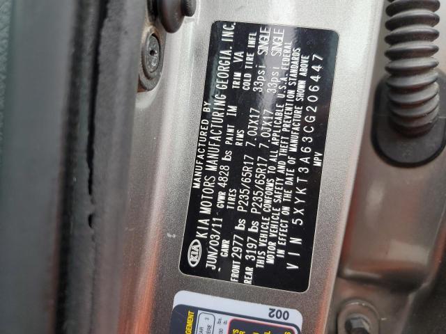 59607203 :رقم المزاد ، 5XYKT3A63CG206447 vin ، 2012 Kia Sorento Base مزاد بيع