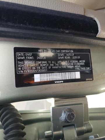 Aukcja sprzedaży 2007 Volvo S60 2.5t, vin: YV1RS592472630051, numer aukcji: 59098093