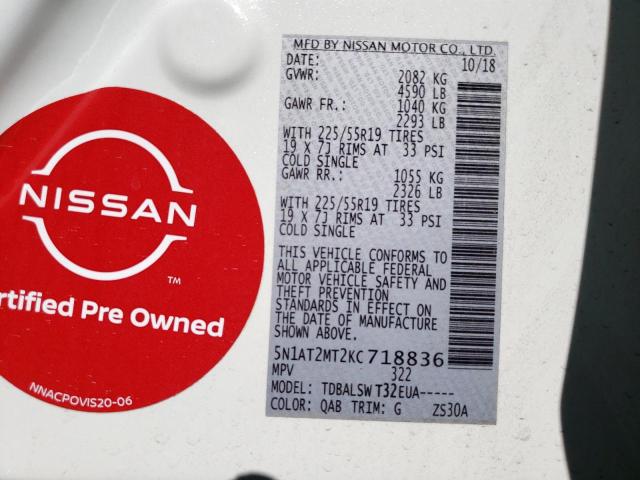 59273263 :رقم المزاد ، 5N1AT2MT2KC718836 vin ، 2019 Nissan Rogue S مزاد بيع