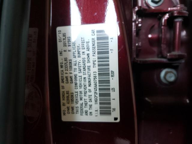 Продаж на аукціоні авто 2010 Honda Accord Lxp, vin: 1HGCP2F45AA075613, номер лоту: 59693803