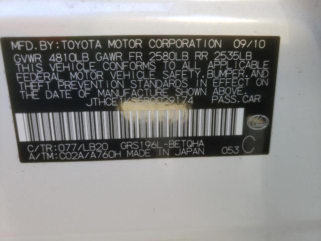 59245773 :رقم المزاد ، JTHCE1KS5B0029174 vin ، 2011 Lexus Gs 350 مزاد بيع