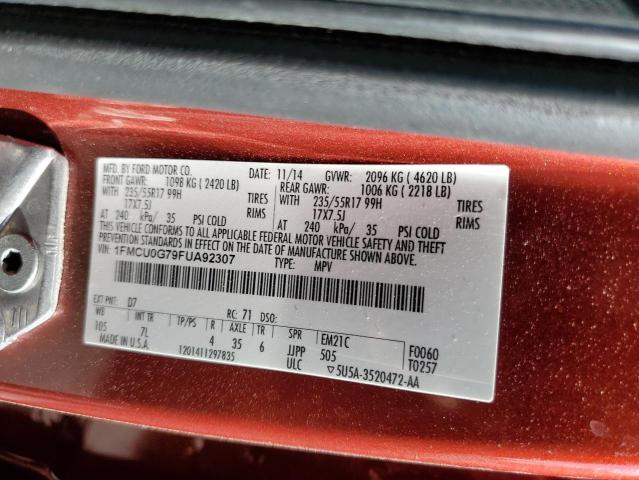 60665373 :رقم المزاد ، 1FMCU0G79FUA92307 vin ، 2015 Ford Escape Se مزاد بيع