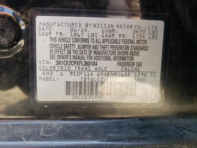 2015 Nissan Versa Note S მანქანა იყიდება აუქციონზე, vin: 3N1CE2CPXFL360104, აუქციონის ნომერი: 61395213