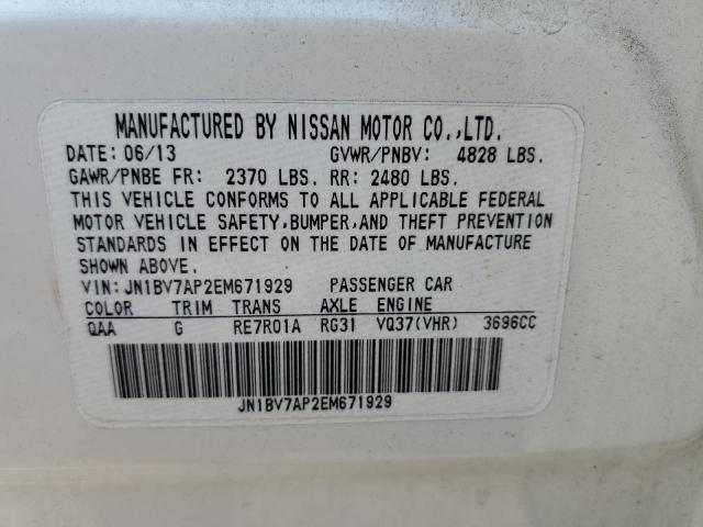 Продажа на аукционе авто 2014 Infiniti Q50 Base, vin: JN1BV7AP2EM671929, номер лота: 60172253