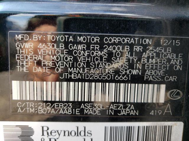 2016 Lexus Is 200t მანქანა იყიდება აუქციონზე, vin: JTHBA1D28G5016661, აუქციონის ნომერი: 61210723