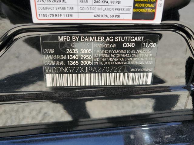 Aukcja sprzedaży 2009 Mercedes-benz S 63 Amg, vin: WDDNG77X19A270722, numer aukcji: 61210803