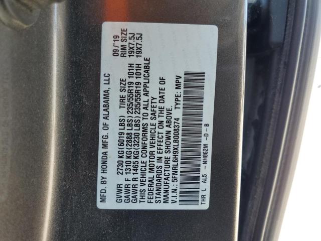 61288383 :رقم المزاد ، 5FNRL6H9XLB008374 vin ، 2020 Honda Odyssey Elite مزاد بيع