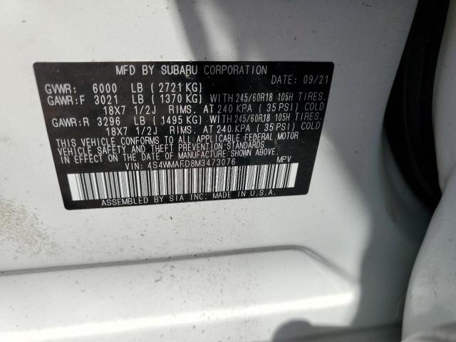 Продаж на аукціоні авто 2021 Subaru Ascent Premium, vin: 4S4WMAFD8M3473076, номер лоту: 60374143