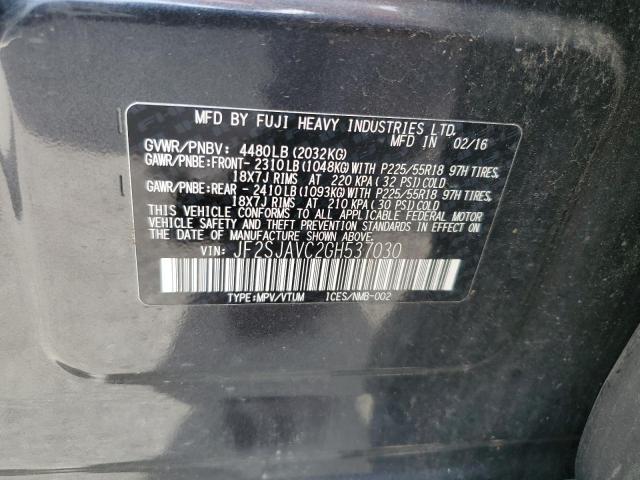 60284133 :رقم المزاد ، JF2SJAVC2GH537030 vin ، 2016 Subaru Forester 2.5i Touring مزاد بيع