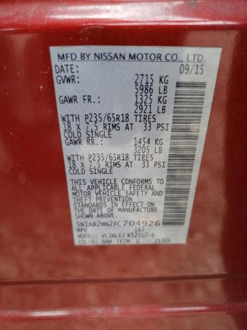 Продажа на аукционе авто 2015 Nissan Pathfinder S, vin: 5N1AR2MN2FC704926, номер лота: 59627923