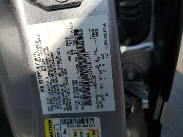 Aukcja sprzedaży 2020 Lincoln Mkz, vin: 3LN6L5A91LR611411, numer aukcji: 61900813