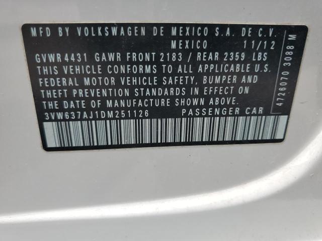 58714493 :رقم المزاد ، 3VW637AJ1DM251126 vin ، 2013 Volkswagen Jetta Hybrid مزاد بيع
