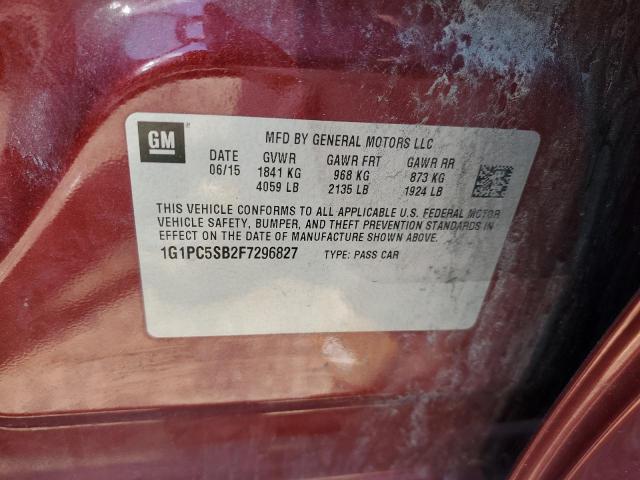 59233863 :رقم المزاد ، 1G1PC5SB2F7296827 vin ، 2015 Chevrolet Cruze Lt مزاد بيع