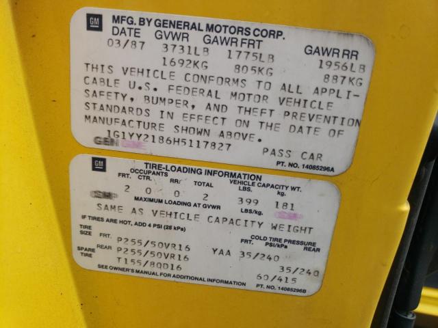 1987 Chevrolet Corvette მანქანა იყიდება აუქციონზე, vin: 1G1YY2186H5117827, აუქციონის ნომერი: 61250134
