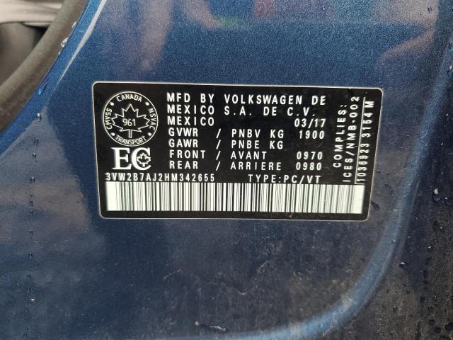 63205104 :رقم المزاد ، 3VW2B7AJ2HM342655 vin ، 2017 Volkswagen Jetta مزاد بيع