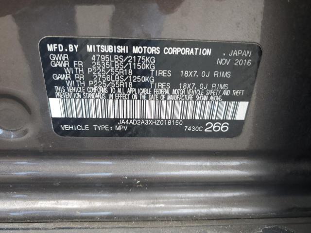 58989934 :رقم المزاد ، JA4AD2A3XHZ018150 vin ، 2017 Mitsubishi Outlander مزاد بيع
