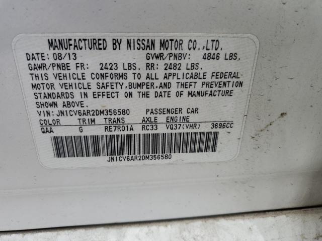 2013 Infiniti G37 Sedan მანქანა იყიდება აუქციონზე, vin: JN1CV6AR2DM356580, აუქციონის ნომერი: 58090384