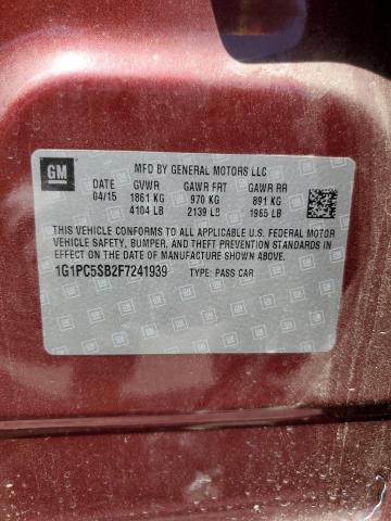 Aukcja sprzedaży 2015 Chevrolet Cruze Lt, vin: 1G1PC5SB2F7241939, numer aukcji: 61771314