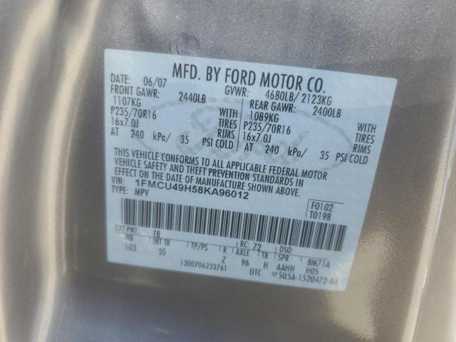 2008 Ford Escape მანქანა იყიდება აუქციონზე, vin: 1FMCU49H58KA96012, აუქციონის ნომერი: 63538454