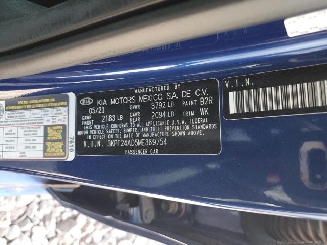 2021 Kia Forte მანქანა იყიდება აუქციონზე, vin: 3KPF24AD5ME369754, აუქციონის ნომერი: 64844314