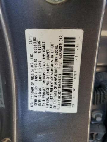 Продаж на аукціоні авто 2017 Honda Accord Spo, vin: 1HGCR2F11HA249574, номер лоту: 63648854
