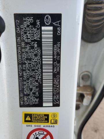 Aukcja sprzedaży 2012 Lexus Ct, vin: JTHKD5BH9C2099681, numer aukcji: 63111335