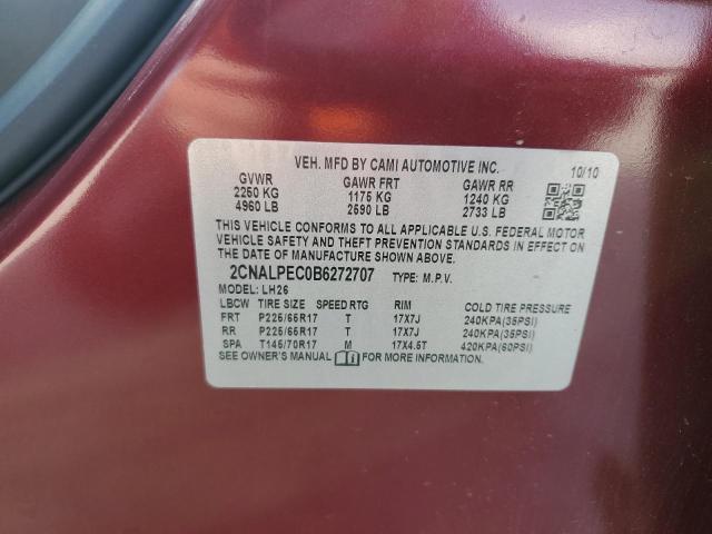 2011 Chevrolet Equinox Lt მანქანა იყიდება აუქციონზე, vin: 2CNALPEC0B6272707, აუქციონის ნომერი: 65892735