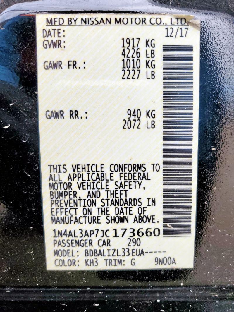 Aukcja sprzedaży 2018 Nissan Altima 2.5, vin: 1N4AL3AP7JC173660, numer aukcji: 64103375
