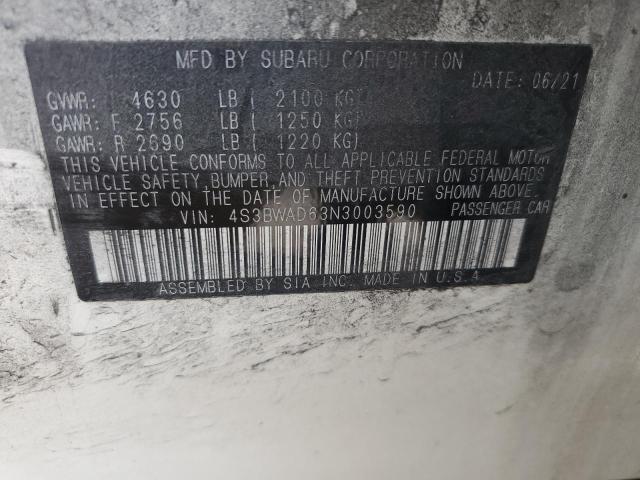 Продажа на аукционе авто 2022 Subaru Legacy, vin: 4S3BWAD63N3003590, номер лота: 65849775