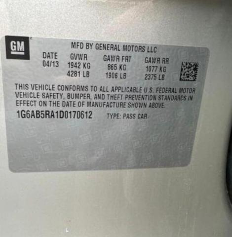 66825815 :رقم المزاد ، 1G6AB5RA1D0170612 vin ، 2013 Cadillac Ats Luxury مزاد بيع