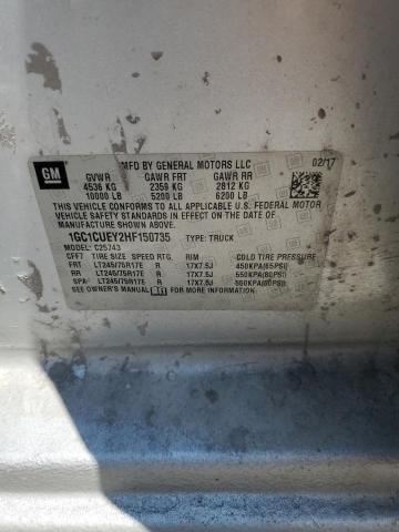 2017 Chevrolet Silverado მანქანა იყიდება აუქციონზე, vin: 1GC1CUEY2HF150735, აუქციონის ნომერი: 63016895