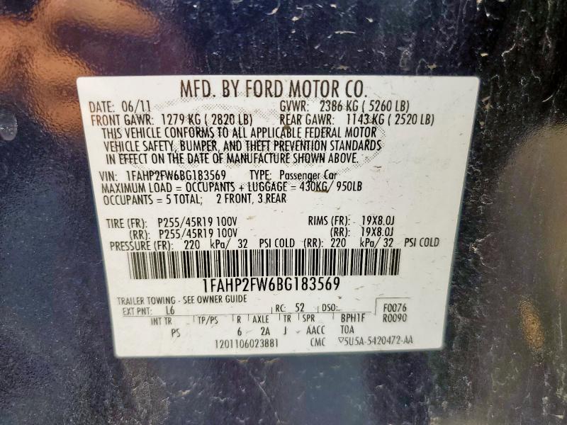 Продажа на аукционе авто 2011 Ford Taurus Lim, vin: 1FAHP2FW6BG183569, номер лота: 63809395