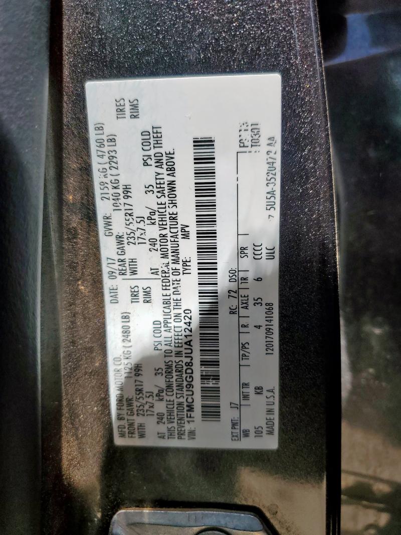 Aukcja sprzedaży 2018 Ford Escape Se, vin: 1FMCU9GD8JUA12420, numer aukcji: 64332615