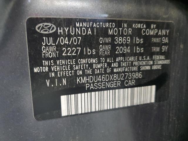 62855765 :رقم المزاد ، KMHDU46DX8U273986 vin ، 2008 Hyundai Elantra مزاد بيع
