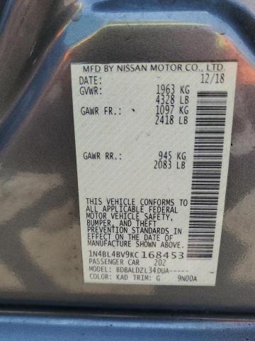63606205 :رقم المزاد ، 1N4BL4BV9KC168453 vin ، 2019 Nissan Altima S مزاد بيع