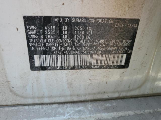 Продаж на аукціоні авто 2019 Subaru Legacy, vin: 4S3BNAB65K3004600, номер лоту: 64940105