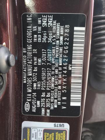66778535 :رقم المزاد ، 5XYKT4A62FG622788 vin ، 2015 Kia Sorento Lx مزاد بيع