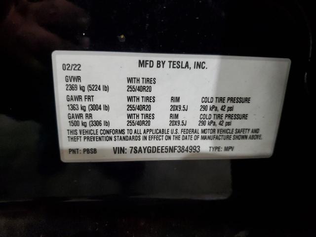 Aukcja sprzedaży 2022 Tesla Model Y, vin: 7SAYGDEE5NF384993, numer aukcji: 65530265