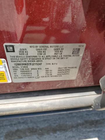 2015 Chevrolet Traverse L მანქანა იყიდება აუქციონზე, vin: 1GNKVHKD7FJ215247, აუქციონის ნომერი: 66957955