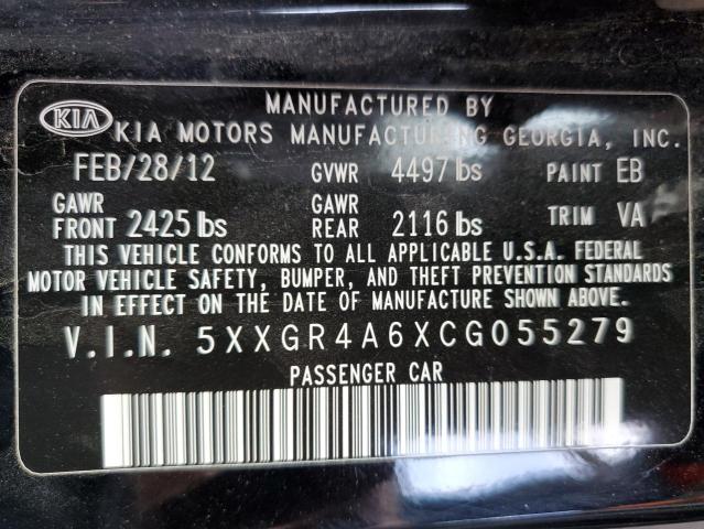 65539895 :رقم المزاد ، 5XXGR4A6XCG055279 vin ، 2012 Kia Optima Sx مزاد بيع