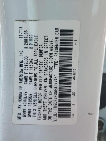 2014 Honda Accord მანქანა იყიდება აუქციონზე, vin: 1HGCR2F35EA077451, აუქციონის ნომერი: 66203765