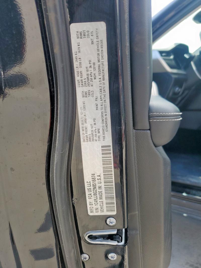 Продаж на аукціоні авто 2022 Jeep Grand Cher, vin: 1C4RJJBG2N8516874, номер лоту: 63702135