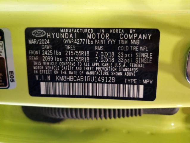 65572585 :رقم المزاد ، KM8HBCAB1RU149128 vin ، 2024 Hyundai Kona Sel مزاد بيع