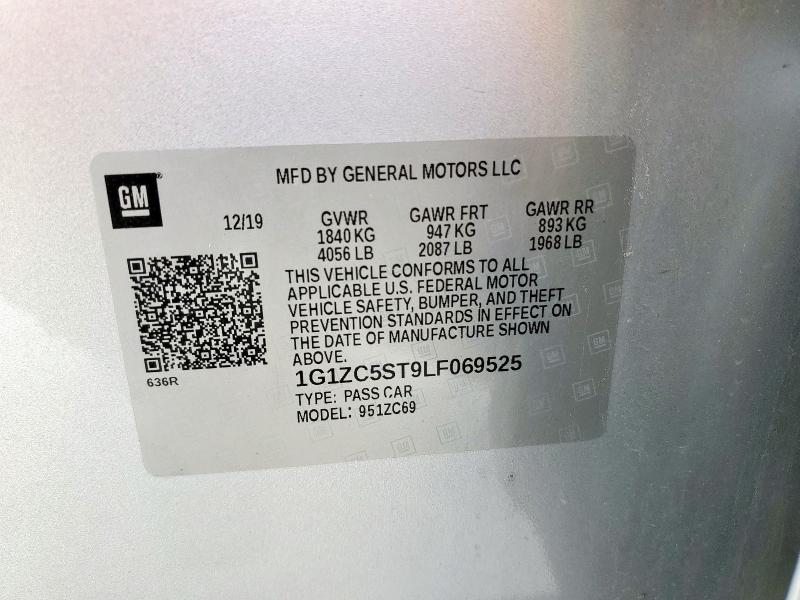 Продаж на аукціоні авто 2020 Chevrolet Malibu Ls, vin: 1G1ZC5ST9LF069525, номер лоту: 64770315