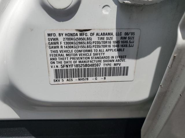 Продажа на аукционе авто 2005 Honda Pilot, vin: 5FNYF18525B048597, номер лота: 63297555
