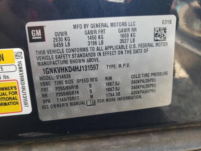 Aukcja sprzedaży 2017 Chevrolet Traverse, vin: 1GNKVHKD4HJ131597, numer aukcji: 63977035
