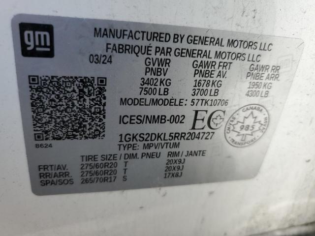 2024 Gmc Yukon მანქანა იყიდება აუქციონზე, vin: 1GKS2DKL5RR204727, აუქციონის ნომერი: 66850425