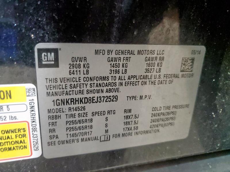 Aukcja sprzedaży 2014 Chevrolet Traverse L, vin: 1GNKRHKD8EJ372529, numer aukcji: 64235215