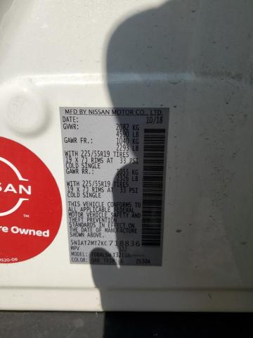 63527755 :رقم المزاد ، 5N1AT2MT2KC718836 vin ، 2019 Nissan Rogue مزاد بيع