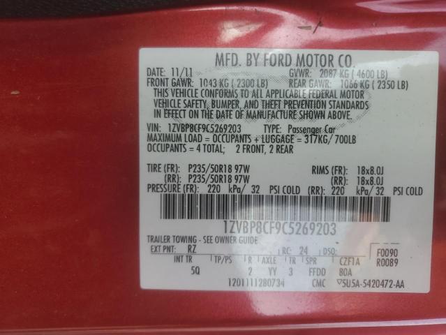 63262345 :رقم المزاد ، 1ZVBP8CF9C5269203 vin ، 2012 Ford Mustang Gt مزاد بيع